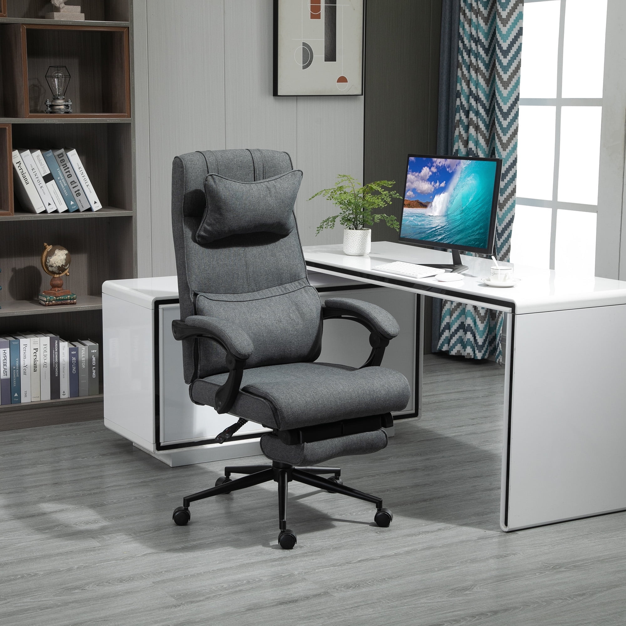 Vinsetto Executive Comfy Office Chair with Footrest, Swivel Reclining ...