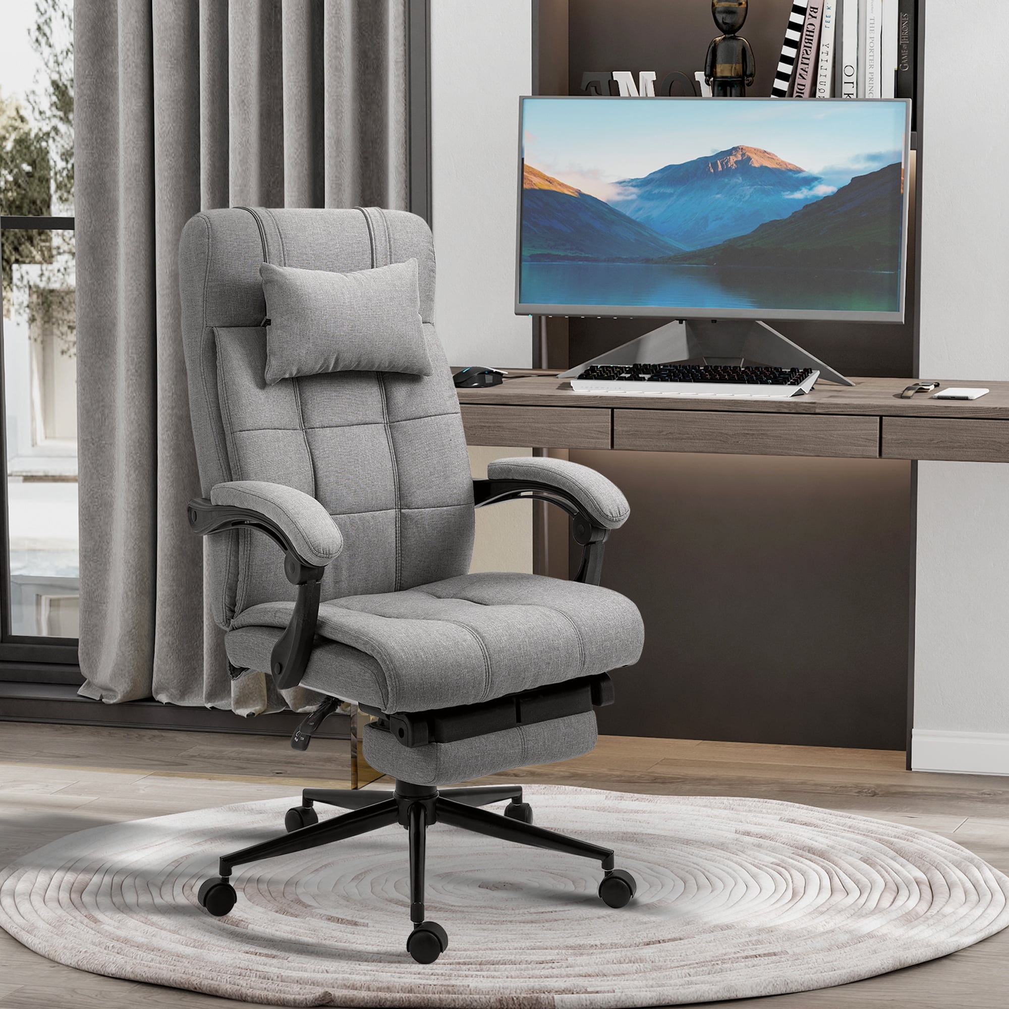 Vinsetto Executive Linen-Feel Fabric Office Chair High Back Swivel Task ...