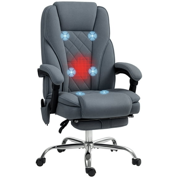 Vinsetto Executive Massage Office Chair w/ Footrest - 6 Vibration Points, Lumbar Heat, Reclining Computer Desk Chair, Swivel, Adjustable Height, Charcoal Gray Polyester