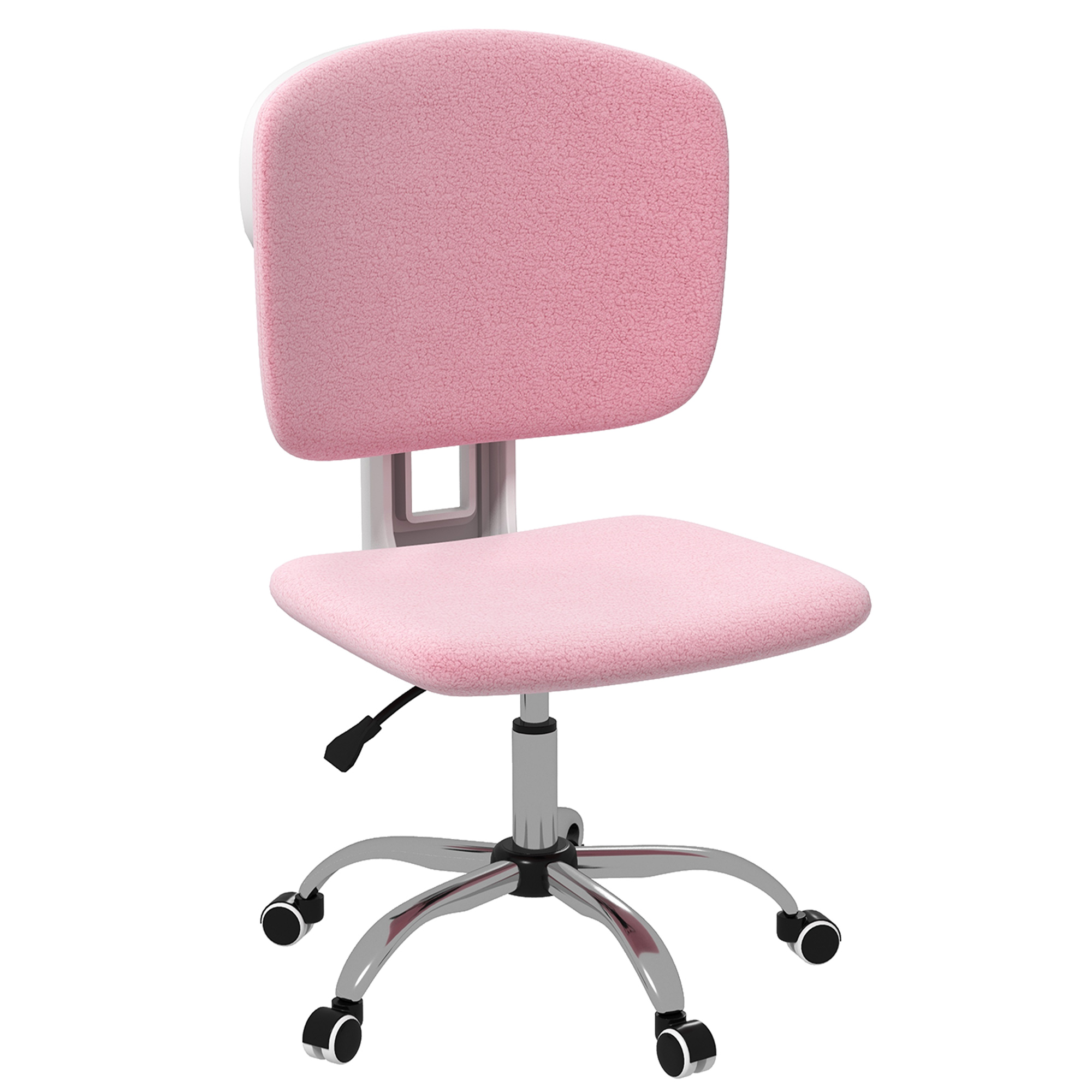 Vinsetto Fluffy Home Office Chair with Adjustable Height, Armless, Pink