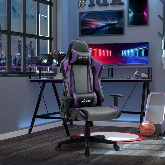 Vinsetto Gaming Chair Racing Style Ergonomic Office Chair High Back Computer Desk Chair Swivel Recliner with Headrest and Lumbar Support, Purple