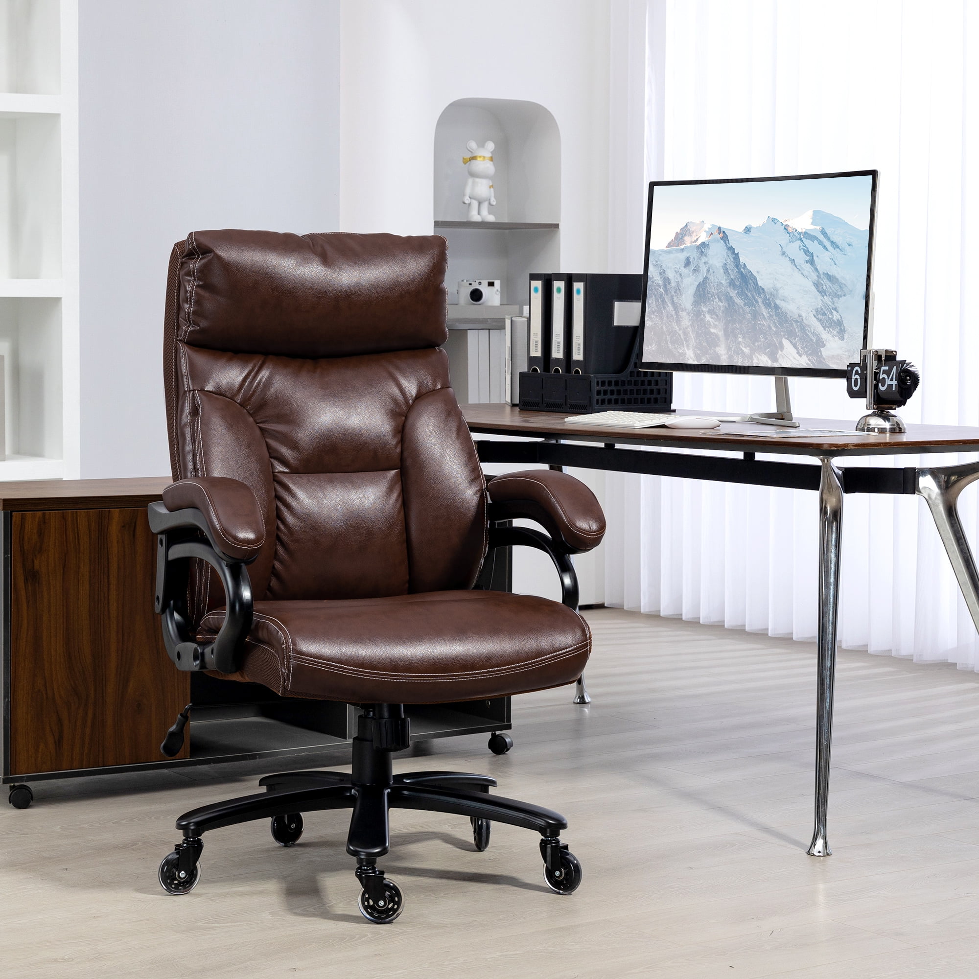 Staples Mcallum Black Bonded Leather Office Manager s Chair with Swivel Arms 51473 Walmart