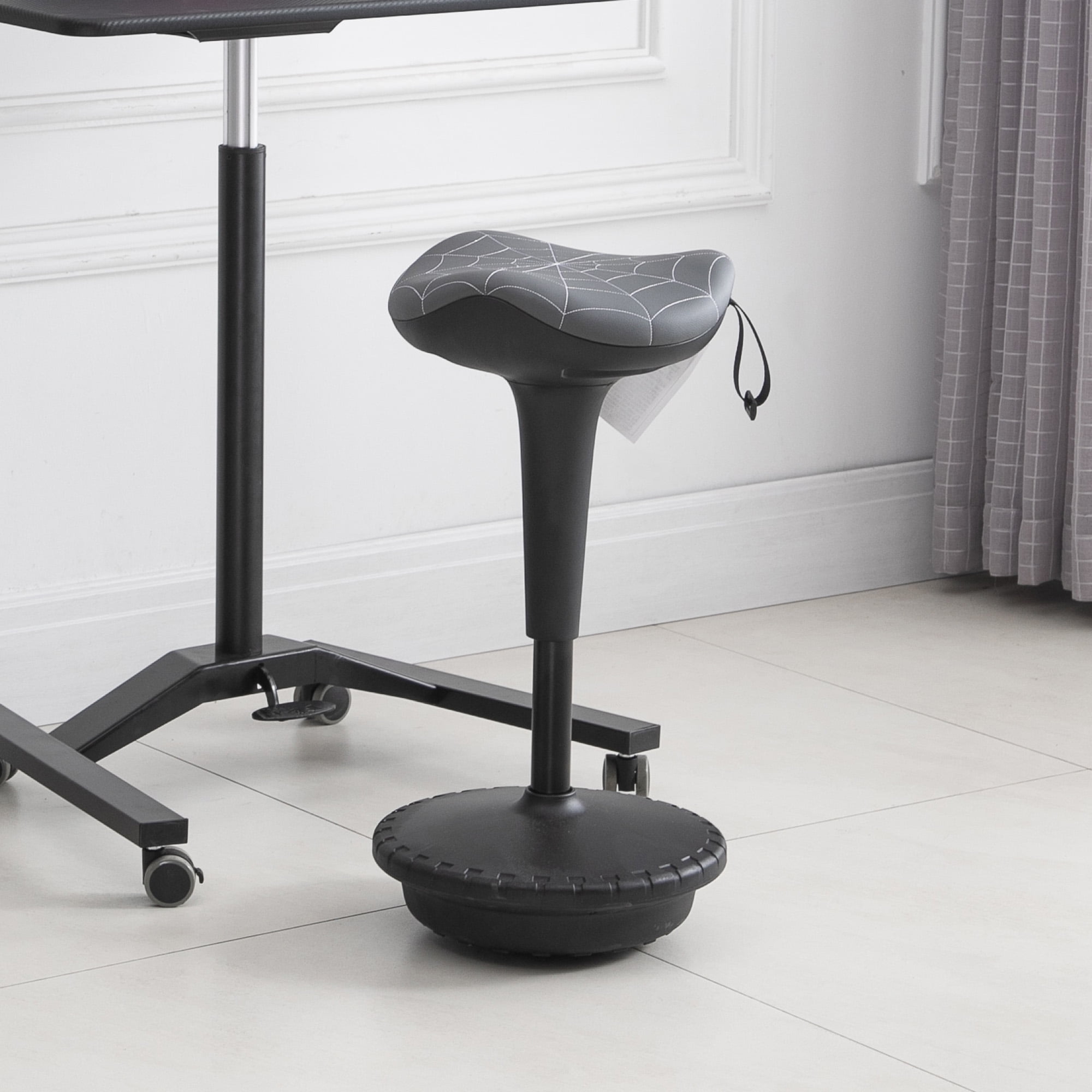 Gray Adjustable Saddle Style Swivel Wobble Stool