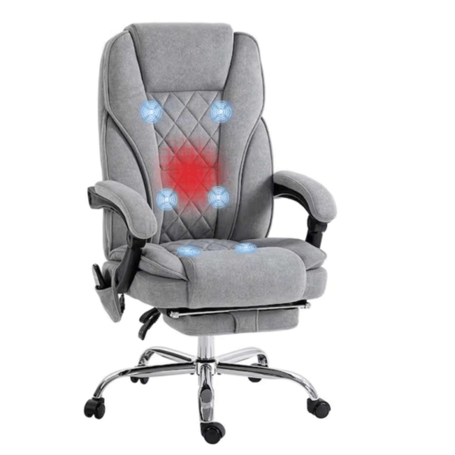 Gray PU Leather Executive Swivel Massage Office Chair with Footrest