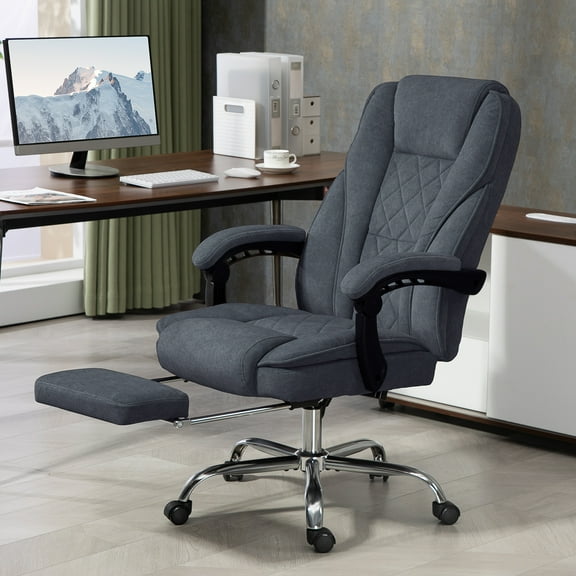 Vinsetto Executive Massage Office Chair, Heated Computer Desk Chair with Adjustable Height and Footrest, Charcoal Gray