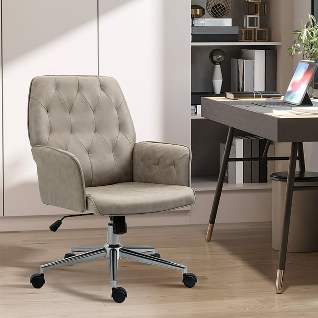 Vinsetto Microfiber Home Office Chair, Tufted Height Adjustable Computer Desk Chair with Swivel