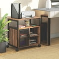 thumbnail image 1 of Vinsetto Printer Table with Socket and USB Charging Ports, Mobile Printer Stand with Storage Cabinet, Wheels, Adjustable Shelf, Rustic Brown, 1 of 9