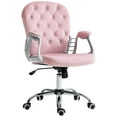 thumbnail image 1 of Vinsetto Velvet Office Chair, Button Tufted Desk Chair with Armrests, Pink, 1 of 8