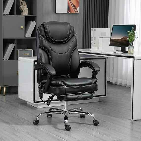 Vinsetto Vibration Massage Office Chair PU Leather Heat, Black