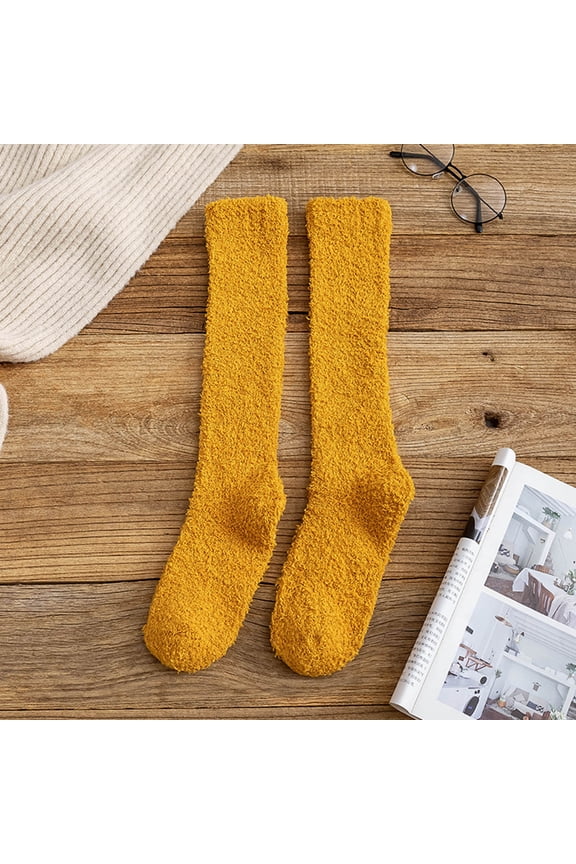 2 Pairs Fuzzy Socks for Women Knee High Socks Fluffy Socks Thermal Socks Plush Socks Long Socks for Women Sleeping Socks Multi-color 3 One Size