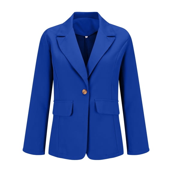 Vinsonshop 2026 Blazers for Women Business Casual Long Sleeve Lapel Open Front Suit Jacket Work Blazer with Pockets Blue 3XL