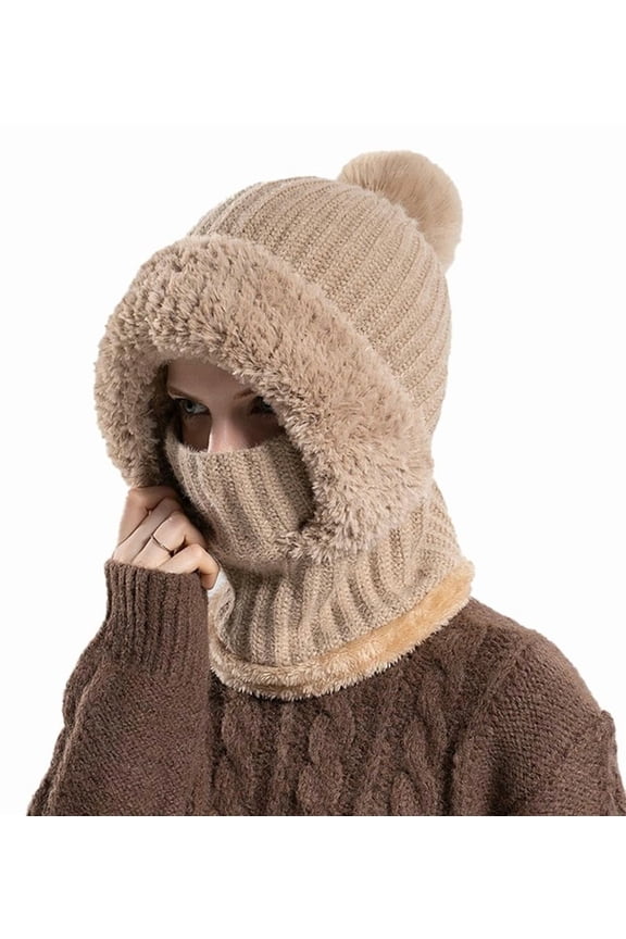 3 in 1 Beanie Hat with Scarf and Mask Ski Mask Warm Ski Mask Face Mask for Cold Weather Winter Hats for Women Warm Hats for Women Thermal Knit Ski Mask Gray M