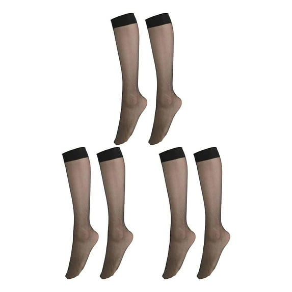 Vinsonshop 3 Pairs Knee High Stockings for Women, Sheer Nylon Socks for Women Black