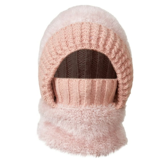 Vinsonshop 3 in 1 Beanie Hat Ski Masks Fleece Hood Warm Face Mask Hood Scarf Winter Face Mask for Women Winter Accessories for Women Pink One Size