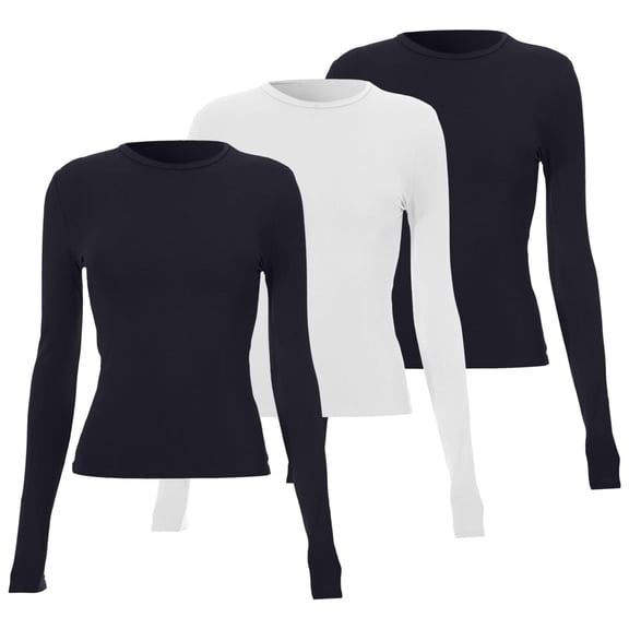 Vinsonshop 3pc Basics Womens Clothing Basic Tops for Woman Long Sleeve Shirts for Women Plain Long Sleeve Shirt Women Plain T Shirts for Women Plain Shirts for Women B XL