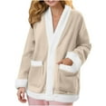 thumbnail image 1 of Vinsonshop Bed Jackets for Women Sherpa Jacket Women Winter Clothing for Women Warm Jackets for Women Fleece Jacket Women Fleece Tops for Women Womens Loungewear Beige L, 1 of 7