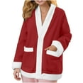 thumbnail image 1 of Vinsonshop Bed Jackets Womens Sherpa Jacket Fluffy Jacket Fuzzy Jackets for Women Teddy Jacket Women House Jackets for Women Soft Fleece Jacket Women Wine L, 1 of 7
