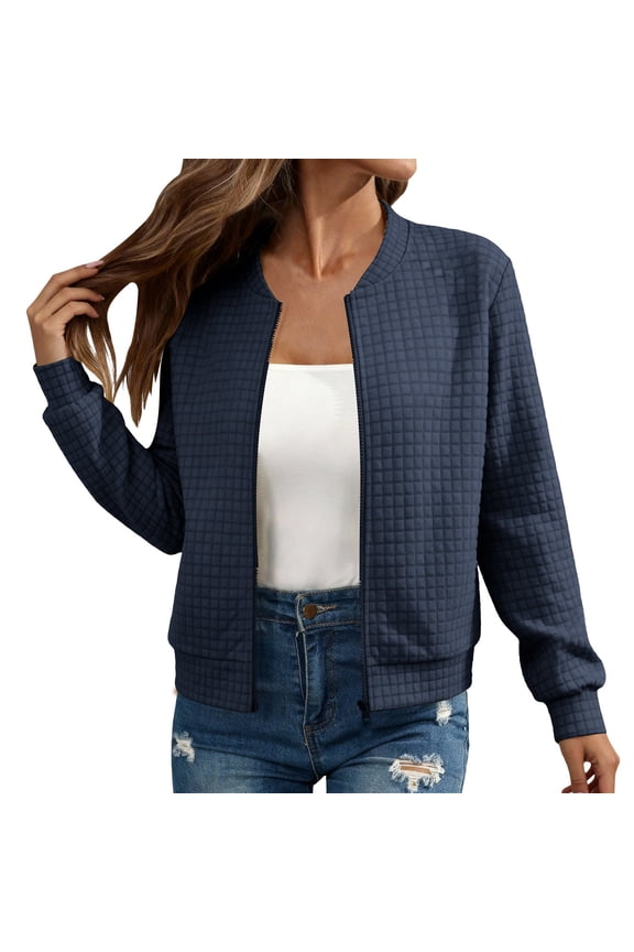 Bomber Jacket for Women Lightweight Jackets for Women Casual Fall Outfits Light Weight Jackets Womens Spring Jackets for Women Fall Jackets Women Tops Casual Navy M