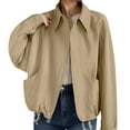 thumbnail image 1 of Vinsonshop Bomber Jacket Women Womens Jackets Dressy Casual Motorcycle Jacket Women Zip Up Jackets for Women Casual Outerwear Spring Jackets Womens Zip Up Jacket Beige L, 1 of 4