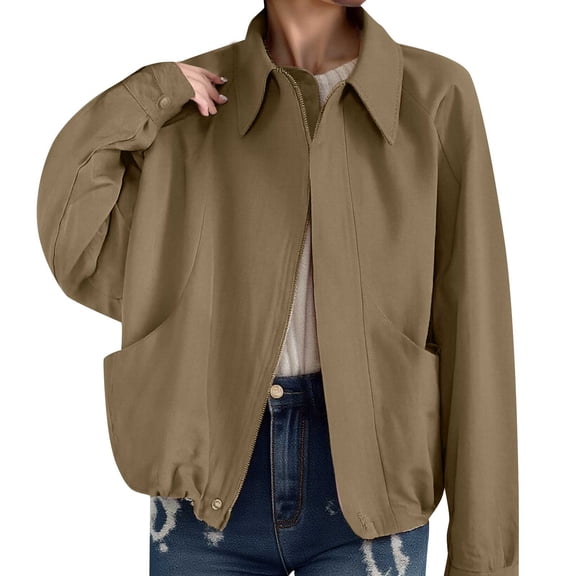 Vinsonshop Bomber Jackets for Women Womens Jackets Dressy Casual Womens Motorcycle Jacket Womens Coats and Jackets Outerwear for Women Spring Jackets Womens Jackets Casual Khaki L