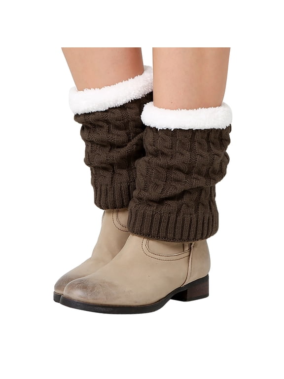 Boot Cuffs Boot Toppers Winter Accessories for Women Knit Boot Socks Boot Cuff Socks for Boots Leg Warmers for Boots Coffee One Size