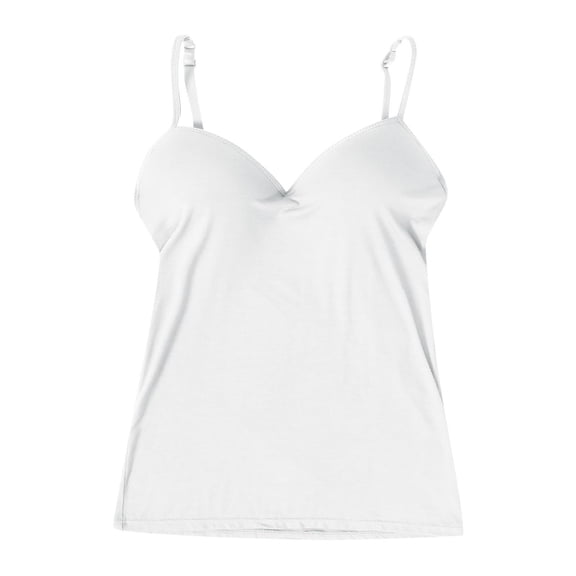 Vinsonshop Built in Bra Tank Tops for Women Camisole with Built in Bra Undershirt for Women Padded Tank Tops for Women Built in Bra Tops for Women Sleeveless Tops for Women White M