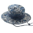 thumbnail image 1 of Vinsonshop Camo Boonie Hat for Men Wide Brim Sun Hats UV Protection Packable Summer Fishing Bucket Cap with String Tactical Safari Hiking Blue, 1 of 1
