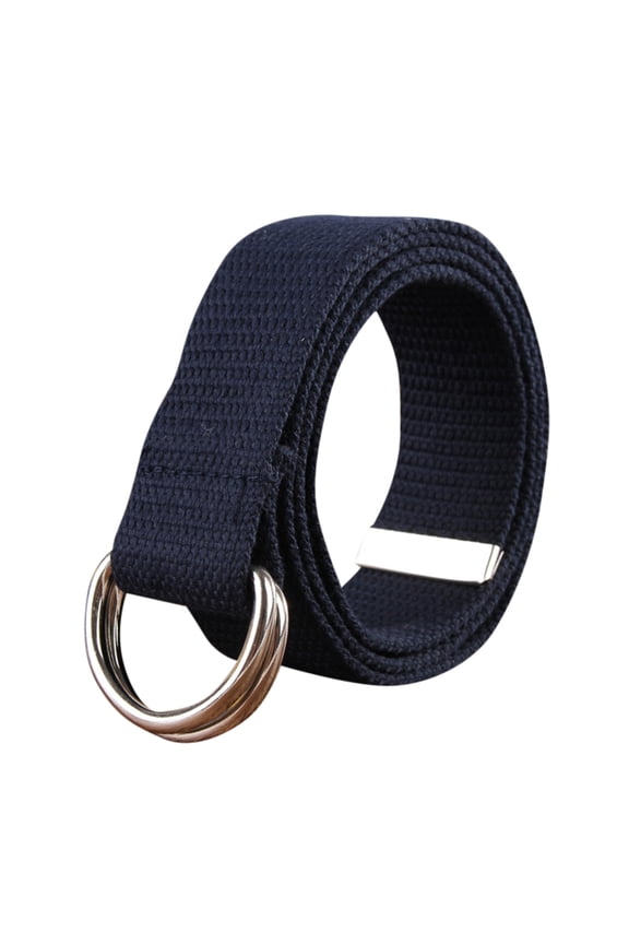 Canvas Web Belt Double D-ring Buckle with Metal Tip Solid Color B