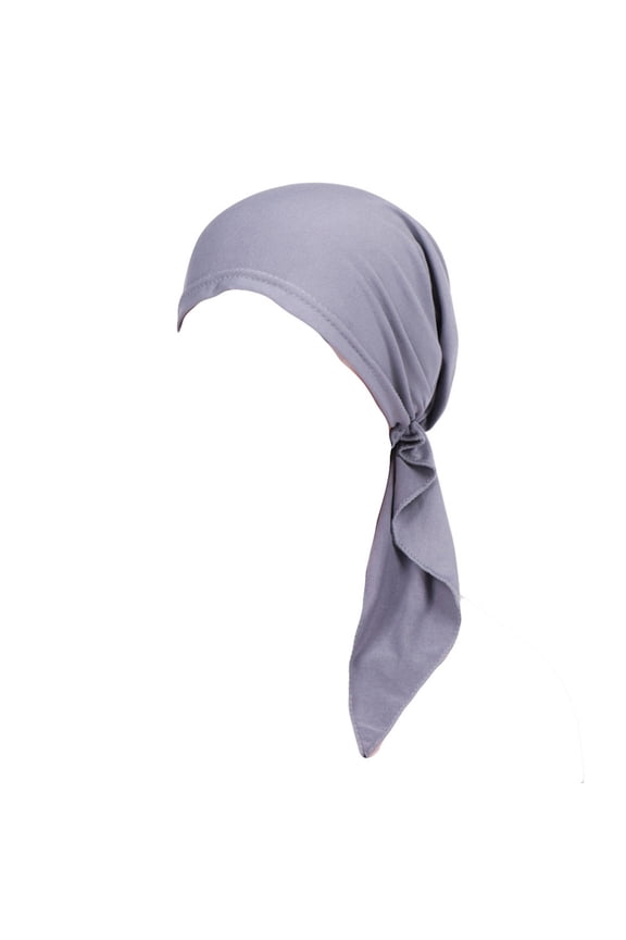 Chemo Headwear for Women, Pre Tied Cancer Caps Stretch Hat Turban Sleep Headwraps for Patient Hair Loss Gray One Size