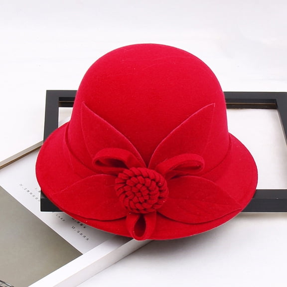 Vinsonshop Cloche Hat for Women Vintage Wool 1920s Cloche Winter Hat A