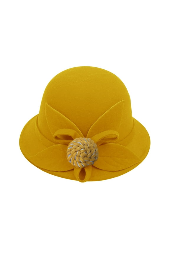 Cloche Hat for Women Vintage Wool 1920s Cloche Winter Hat Yellow