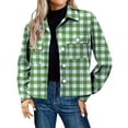 thumbnail image 1 of Vinsonshop Corduroy Jacket Women's Shacket Plaid Jacket for Women Spring Jackets Plaid Shacket Women Business Casual Jackets for Women Fall Jackets Green S, 1 of 5
