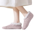 thumbnail image 1 of Vinsonshop Cozy Cable Knit Slipper Socks Women Non Slip Winter Warm Fuzzy House Socks with Grips Khaki One Size, 1 of 4