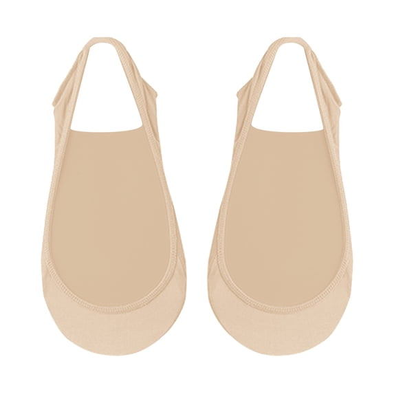 Vinsonshop Cushioned Half Socks Women Slingback Toe Toppers Padded Forefoot No Show Socks Beige One Size