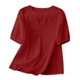 thumbnail image 1 of Vinsonshop Embroidered Tops for Women Gauze Boho Tunic Tops Bohemian Cotton Bohemian Tops Cotton Linen Blouse Gauze Clothes for Summer Beach V Neck Blouses for Women Casual Watermelon Red L, 1 of 9