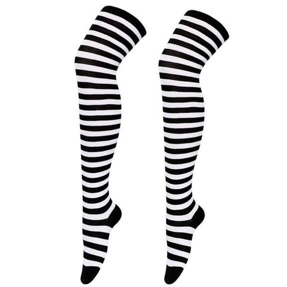 Vinsonshop Extra Long Stripe Thigh High Socks Over the Knee High Socks One Size One Size