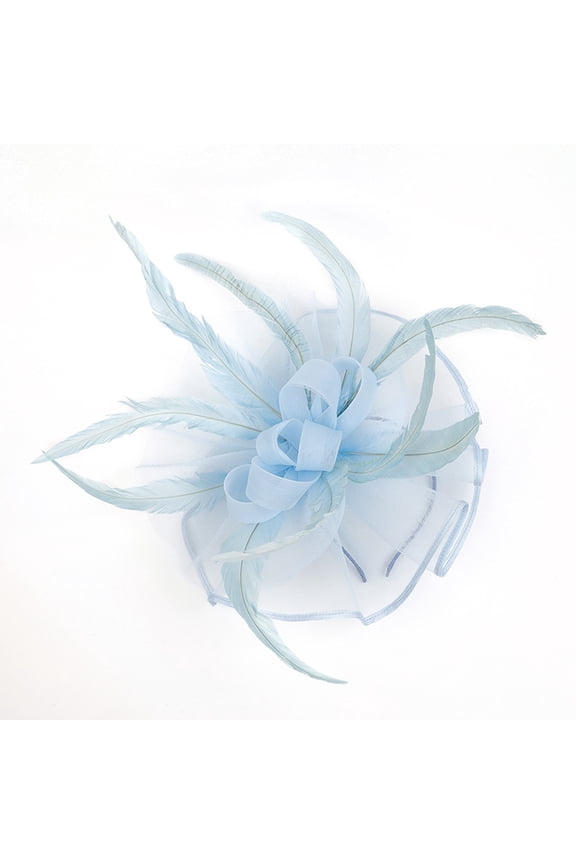 Fascinator Hats Women Church Formal Feather Mesh Netting Wedding Guest Garden Party Tea Party Elegant Dress Hat Blue