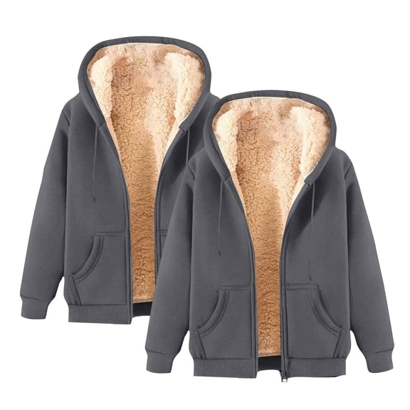Vinsonshop Fleece Lined Hoodie Women Womens Jackets Casual Womens Fleece Zip Up Jacket Warm Winter Jackets for Women Hoodies with Zipper Warm Coats for Women Womens Jacket with Hood Dark Gray L