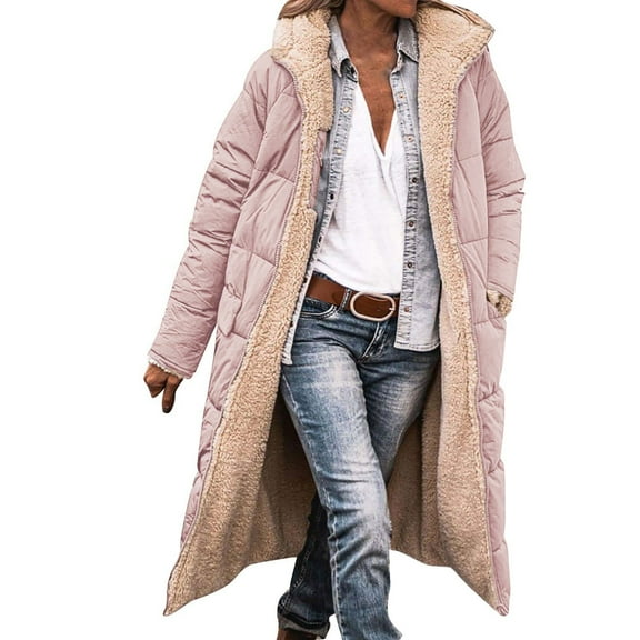 Vinsonshop Fleece Lined Jacket Women Sherpa Lined Jacket Women Warm Winter Coats for Women Warm Winter Jackets for Women Fleece Coats for Women Winter Clothes for Women Womens Winter Coats Pink XXL