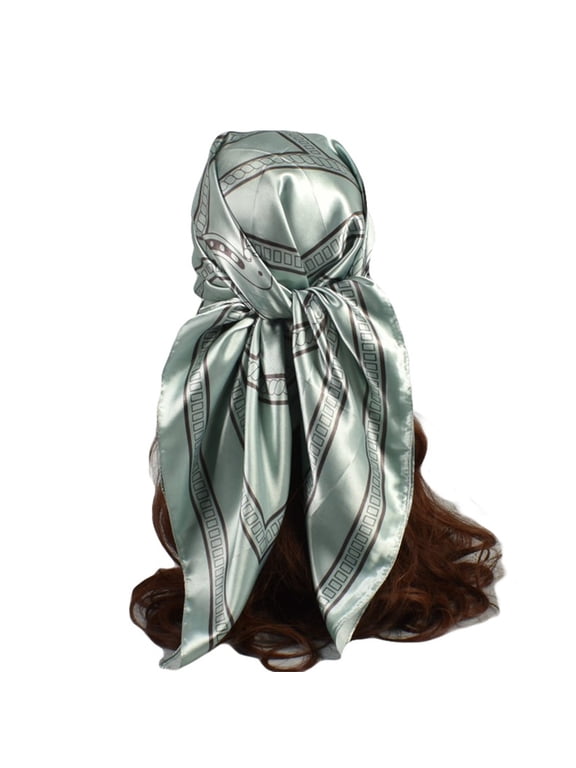Head Bandanas Scarf for Women 35 Inches Satin Hair Scarf Lightweight Vintage Fashion Square Neck Scarves Gift Green One Size