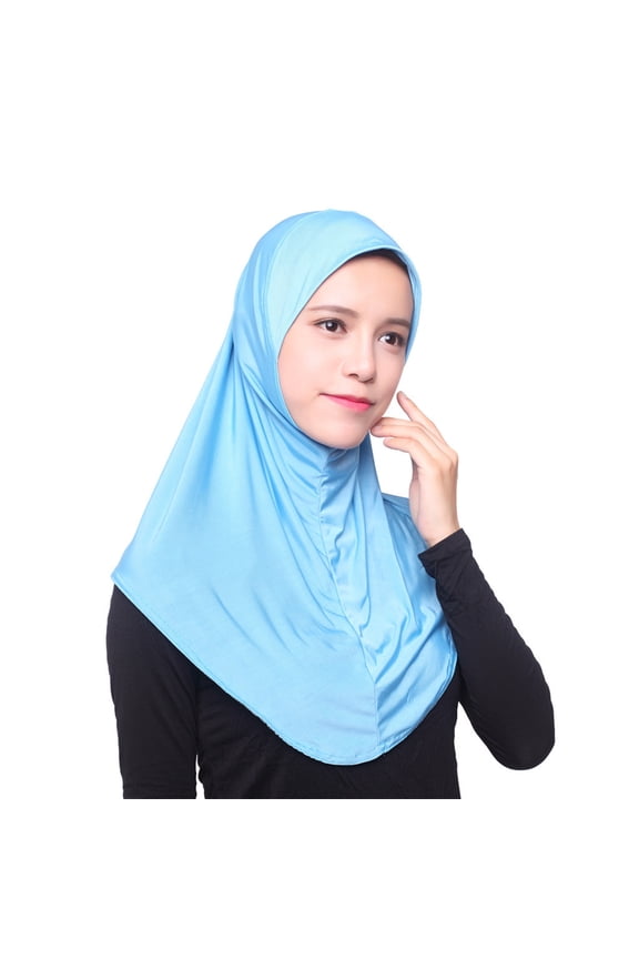 Hijab Turban Muslim Hijab Cap Adjustable Muslim Scarf Stretchy Head Scarf for Women Blue