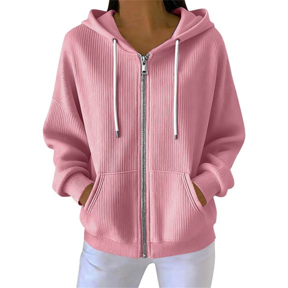 Vinsonshop Hoodies Womens Zip Up Hoodies Hooded Sweatshirts for Women Lightweight Jacket Women Hoodies with Zipper Hoodies for Women Hooded Jacket Women Pink 3XL