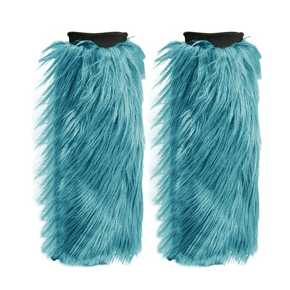 Vinsonshop Leg Warmers Fuzzy Boot Covers Leg Warmer Socks Furry Boot Covers Cute Leg Warmers Leg Warmers for Women Winter Cute Boot Socks Blue XL