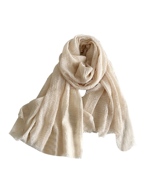 Lightweight Gauze Linen Feeling Shawl Wraps for Women Beach Summer Scarf for Evening Wedding Dresses Beige