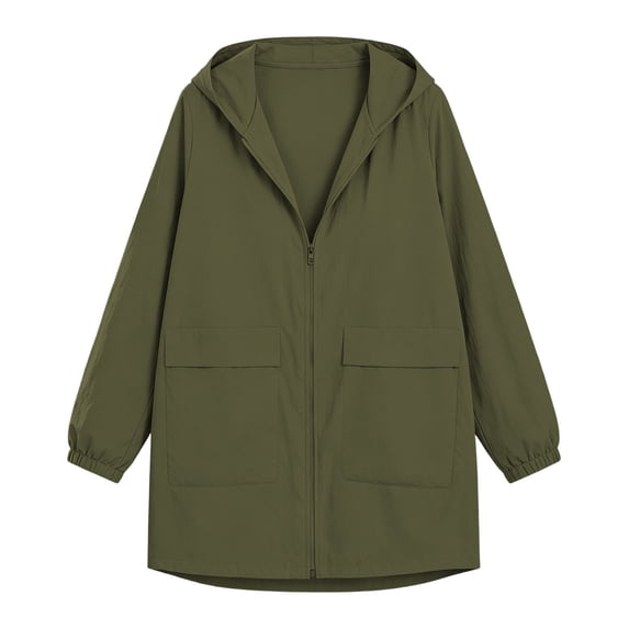 Vinsonshop Lightweight Rain Jacket Women Wind Breaker Light Rain Jacket Women Waterproof Travel Raincoat Dark Green S