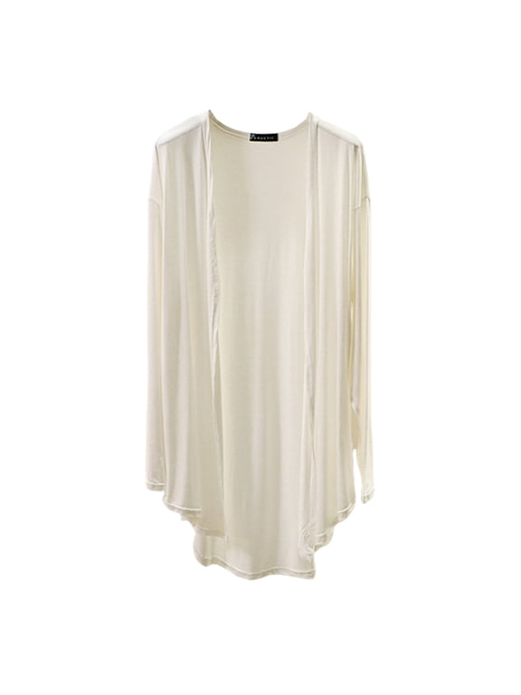 Lightweight Summer Cardigan Long Sleeve Open Front High Low Flowy Draped Hem Duster Cardigans Casual Thin Cardigan Outerwear White L