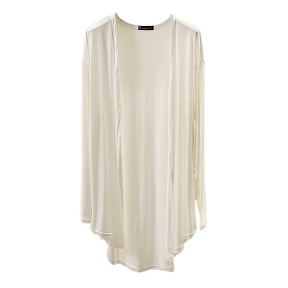 Vinsonshop Lightweight Summer Cardigan Long Sleeve Open Front High Low Flowy Draped Hem Duster Cardigans Casual Thin Cardigan Outerwear White L