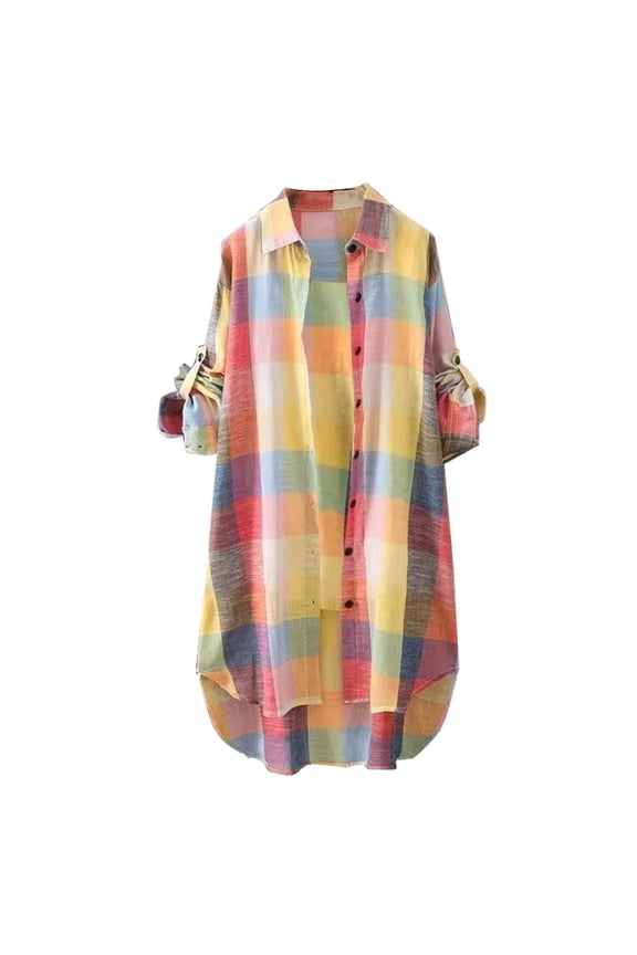 Long Shirts for Women Long Sleeve Plaid Shacket Soft Casual Collared Loose Button Down Roll Up Blouses Tops Camouflage S