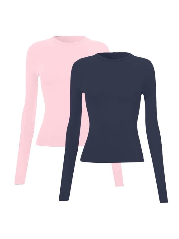 Long Sleeve Undershirt for Women Winter Layering Undershirts Clothes Undershirts for Women Fitted Shirt Crew Neck Basic Tee Fall Winter 2026 C S