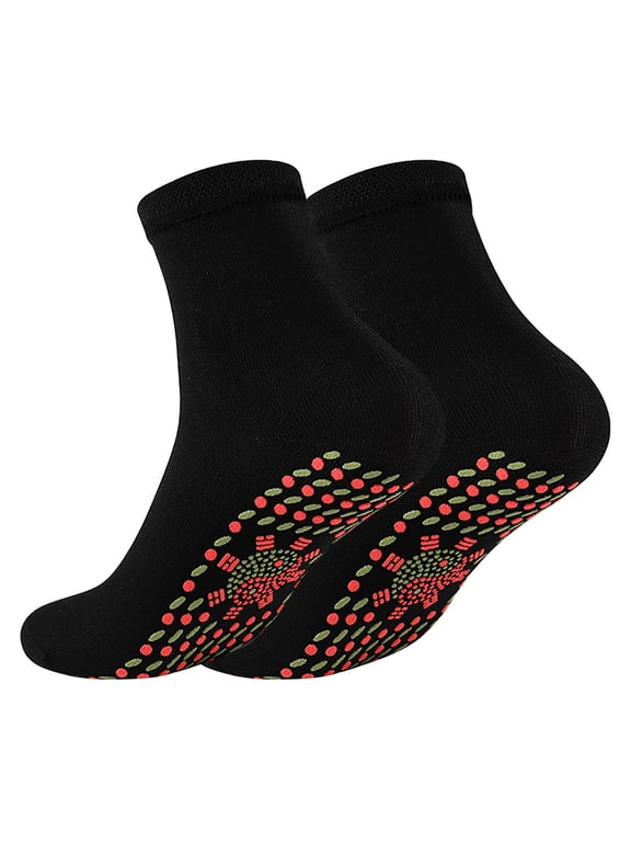 Magnetic Self Heating Socks Winter Warm Thermal Foot Massage Socks Cold Weather Gear for Men Women Black One Size
